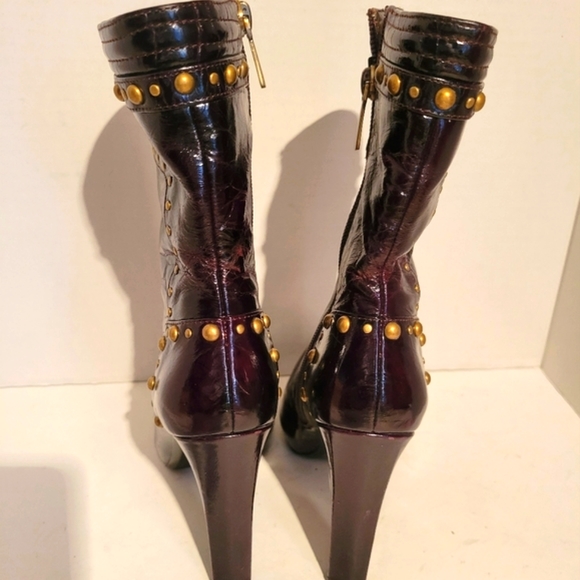 Linea Paolo Marcelo Chocolate Brown Boots With Gold Studs SZ51/2 - Picture 3 of 10